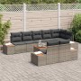 Conjunto de sofá de jardín con cojín 9 pcs Gris Poliratán