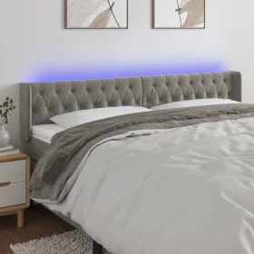 Light gray velvet headboard with LED 203x16x78/88 cm by vidaXL, Headboards and footboards - Ref: Foro24-3123638, Price: 96,84...