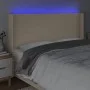Cream fabric headboard with LED 203x16x118/128 cm by vidaXL, Headboards and footboards - Ref: Foro24-3123795, Price: 149,27 €...