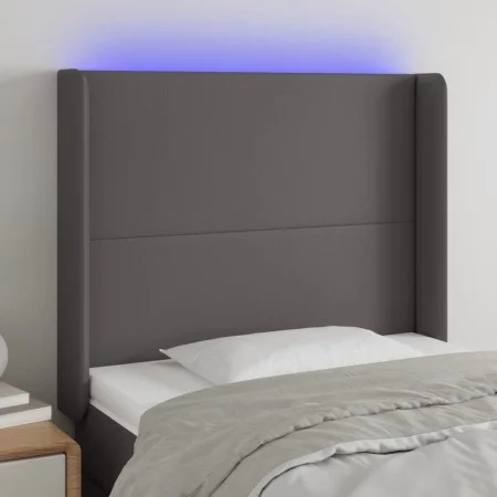 Kopfteil mit LED-grauem Kunstleder 93x16x118/128cm von vidaXL, Kopf- und Fußteile - Ref: Foro24-3123850, Preis: 81,07 €, Raba...