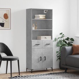 Aparador alto madera contrachapada gris hormigón 69,5x34x180 cm Aparador alto madera contrachapada gris hormigón 69,5x34x180 cm