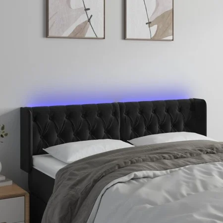 Cabecero con LED de terciopelo negro 163x16x78/88 cm de vidaXL, Cabeceros y pies de cama - Ref: Foro24-3123628, Precio: 96,68...