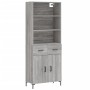 Aparador alto madera contrachapada gris sonoma 69,5x34x180 cm