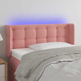 Cabecero con LED de terciopelo rosa 103x16x78/88 cm