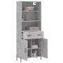 Aparador alto madera contrachapada gris hormigón 69,5x34x180 cm