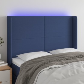 LED-Kopfteil aus blauem Stoff, 147 x 16 x 118/128 cm von vidaXL, Kopf- und Fußteile - Ref: Foro24-3123772, Preis: 125,96 €, R...