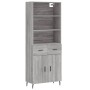 Aparador alto madera contrachapada gris sonoma 69,5x34x180 cm