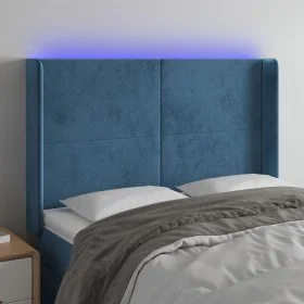LED-Kopfteil aus dunkelblauem Samt, 147 x 16 x 118/128 cm von vidaXL, Kopf- und Fußteile - Ref: Foro24-3123820, Preis: 114,95...