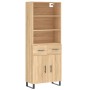 Aparador alto madera contrachapada color roble 69,5x34x180 cm