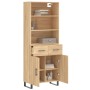 Aparador alto madera contrachapada color roble 69,5x34x180 cm