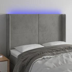 Hellgraues Samtkopfteil mit LED 147x16x118/128 cm von vidaXL, Kopf- und Fußteile - Ref: Foro24-3123816, Preis: 124,12 €, Raba...