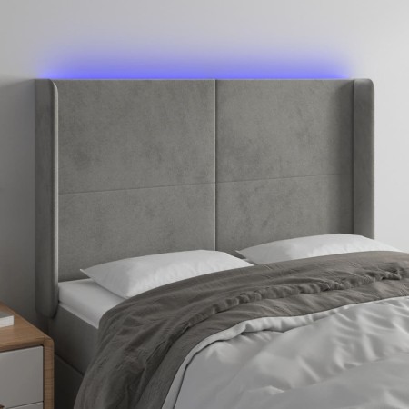 Hellgraues Samtkopfteil mit LED 147x16x118/128 cm von vidaXL, Kopf- und Fußteile - Ref: Foro24-3123816, Preis: 126,55 €, Raba...