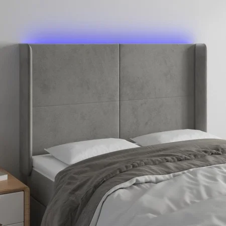 Hellgraues Samtkopfteil mit LED 147x16x118/128 cm von vidaXL, Kopf- und Fußteile - Ref: Foro24-3123816, Preis: 126,17 €, Raba...