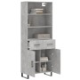 Aparador alto madera contrachapada gris hormigón 69,5x34x180 cm