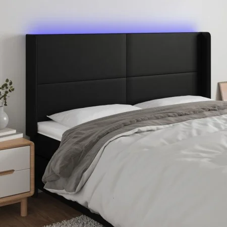 Kopfteil mit LED, schwarzem Kunstleder, 183 x 16 x 118/128 cm von vidaXL, Kopf- und Fußteile - Ref: Foro24-3123870, Preis: 11...