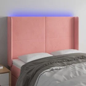 Rosa Samtkopfteil mit LED 147x16x118/128 cm von vidaXL, Kopf- und Fußteile - Ref: Foro24-3123821, Preis: 137,58 €, Rabatt: %