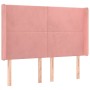 Rosa Samtkopfteil mit LED 147x16x118/128 cm von vidaXL, Kopf- und Fußteile - Ref: Foro24-3123821, Preis: 140,77 €, Rabatt: %