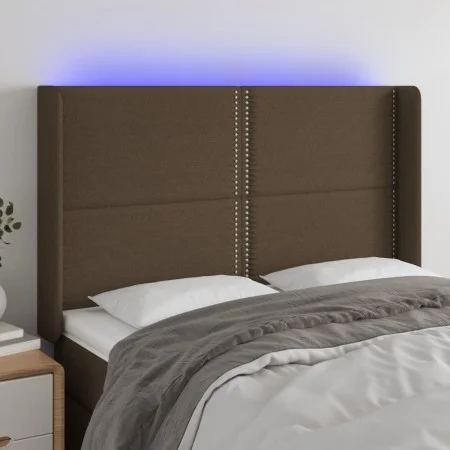 Kopfteil mit LED aus dunkelbraunem Stoff 147x16x118/128 cm von vidaXL, Kopf- und Fußteile - Ref: Foro24-3123909, Preis: 104,5...