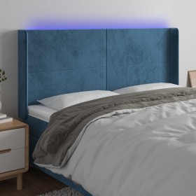 LED-Kopfteil aus dunkelblauem Samt, 163 x 16 x 118/128 cm von vidaXL, Kopf- und Fußteile - Ref: Foro24-3123826, Preis: 136,23...