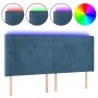 Cabecero con LED de terciopelo azul oscuro 163x16x118/128 cm de vidaXL, Cabeceros y pies de cama - Ref: Foro24-3123826, Preci...