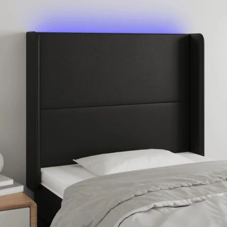Kopfteil mit LED, schwarzem Kunstleder, 93 x 16 x 118/128 cm von vidaXL, Kopf- und Fußteile - Ref: Foro24-3123846, Preis: 80,...