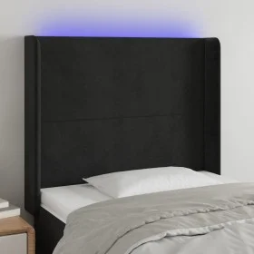Kopfteil aus schwarzem Samt mit LED 93x16x118/128 cm von vidaXL, Kopf- und Fußteile - Ref: Foro24-3123806, Preis: 88,25 €, Ra...