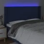 Blue fabric headboard with LED 203x16x118/128 cm by vidaXL, Headboards and footboards - Ref: Foro24-3123796, Price: 116,35 €,...