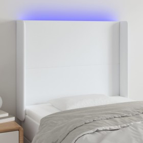 Cabecero con LED cuero sintético blanco 83x16x118/128 cm