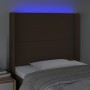Cabecero con LED de tela marrón oscuro 103x16x118/128 cm de vidaXL, Cabeceros y pies de cama - Ref: Foro24-3123901, Precio: 6...