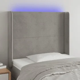 Light gray velvet headboard with LED 83x16x118/128 cm by vidaXL, Headboards and footboards - Ref: Foro24-3123798, Price: 74,1...