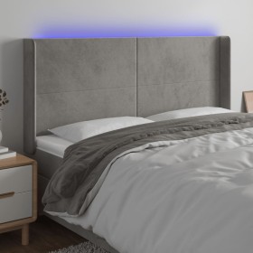 Light gray velvet headboard with LED 183x16x118/128 cm by vidaXL, Headboards and footboards - Ref: Foro24-3123828, Price: 121...