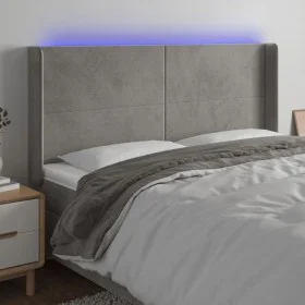 Light gray velvet headboard with LED 183x16x118/128 cm by vidaXL, Headboards and footboards - Ref: Foro24-3123828, Price: 117...