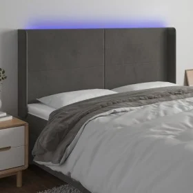 Dark gray velvet headboard with LED 163x16x118/128 cm by vidaXL, Headboards and footboards - Ref: Foro24-3123823, Price: 122,...