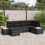 Conjunto de sofá de jardín con cojín 6 pcs Negro Poliratán