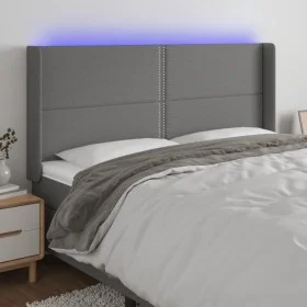Dark gray fabric headboard with LED 203x16x118/128 cm by vidaXL, Headboards and footboards - Ref: Foro24-3123931, Price: 109,...