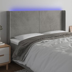 Hellgraues Samtkopfteil mit LED 203x16x118/128 cm von vidaXL, Kopf- und Fußteile - Ref: Foro24-3123834, Preis: 111,36 €, Raba...