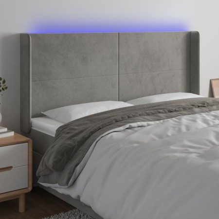 Hellgraues Samtkopfteil mit LED 203x16x118/128 cm von vidaXL, Kopf- und Fußteile - Ref: Foro24-3123834, Preis: 111,36 €, Raba...