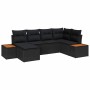 Conjunto de sofá de jardín con cojín 6 pcs Negro Poliratán