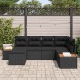 Conjunto de sofá de jardín con cojín 6 pcs Negro Poliratán
