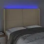 Kopfteil aus cremefarbenem Stoff mit LED 147x16x118/128 cm von vidaXL, Kopf- und Fußteile - Ref: Foro24-3123911, Preis: 103,5...