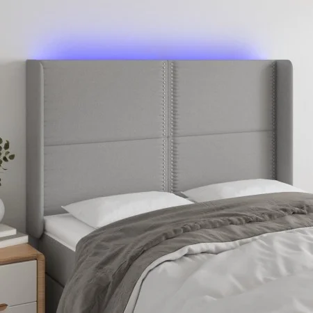 Light gray fabric headboard with LED 147x16x118/128 cm by vidaXL, Headboards and footboards - Ref: Foro24-3123906, Price: 105...