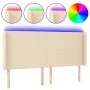 Kopfteil aus cremefarbenem Stoff mit LED 163x16x118/128 cm von vidaXL, Kopf- und Fußteile - Ref: Foro24-3123779, Preis: 131,4...