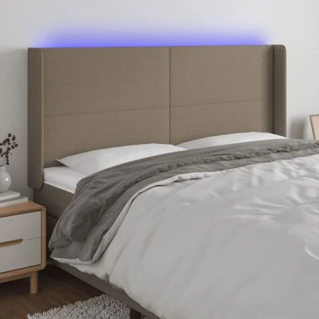 Headboard with LED in taupe gray fabric 203x16x118/128 cm by vidaXL, Headboards and footboards - Ref: Foro24-3123794, Price: ...