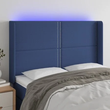 LED-Kopfteil aus blauem Stoff, 147 x 16 x 118/128 cm von vidaXL, Kopf- und Fußteile - Ref: Foro24-3123912, Preis: 104,53 €, R...