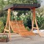 Tumbona columpio con toldo madera maciza abeto acabado de teca en Balancines de jardín | Comprar online en Foro24