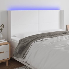 Kopfteil mit LED, weißem Kunstleder, 203 x 16 x 118/128 cm von vidaXL, Kopf- und Fußteile - Ref: Foro24-3123877, Preis: 135,4...