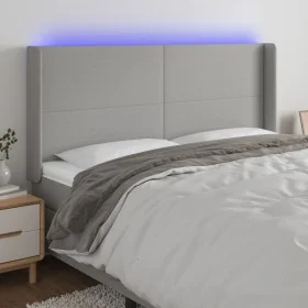 Light gray fabric headboard with LED 183x16x118/128 cm by vidaXL, Headboards and footboards - Ref: Foro24-3123782, Price: 122...