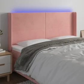 Pink velvet headboard with LED 163x16x118/128 cm by vidaXL, Headboards and footboards - Ref: Foro24-3123827, Price: 124,03 €,...