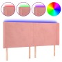Rosa Samtkopfteil mit LED 163x16x118/128 cm von vidaXL, Kopf- und Fußteile - Ref: Foro24-3123827, Preis: 134,75 €, Rabatt: %