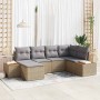 Conjunto de sofá de jardín con cojín 6 pcs Beige Poliratán